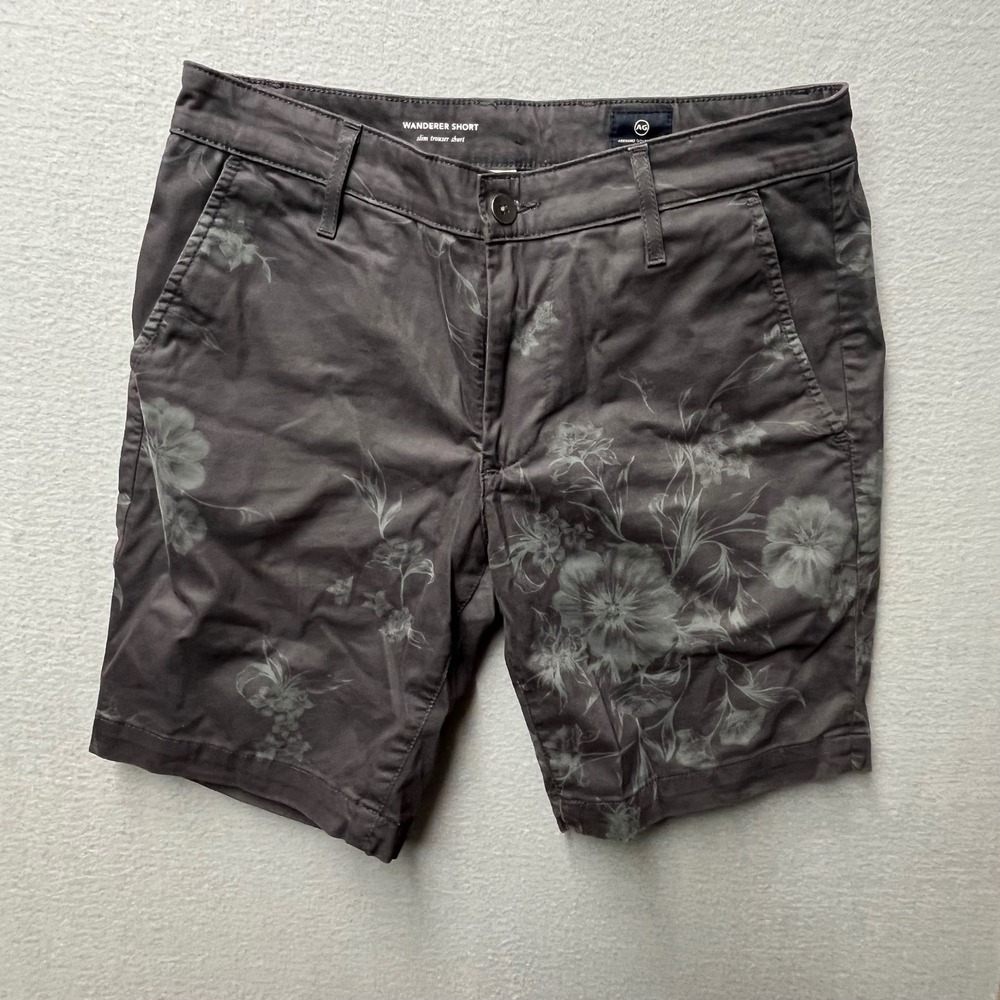 AG Adriano Goldschmied Wanderer Slim Trouser Short Floral Grey Mens 30R